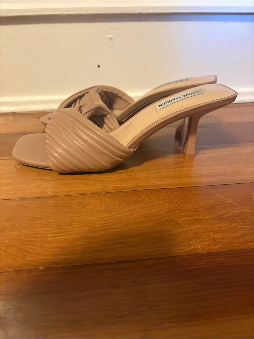 Steve Madden Taupe Braided Strap Kitten Heel Mules Size 9 - Picture 4 of 7